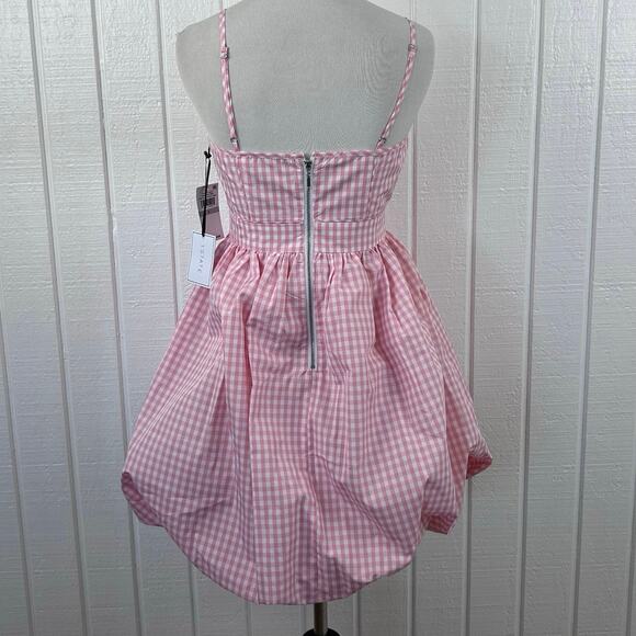 1.STATE Pink Gingham Bubble Hem Dress NWT Size 0 Coquette Cottagecore - Picture 6 of 8